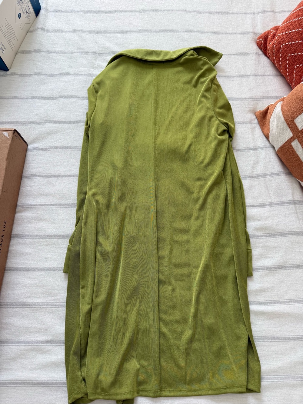 Olive Green Ruched Front Button-Down Dress - Picture 2 of 3